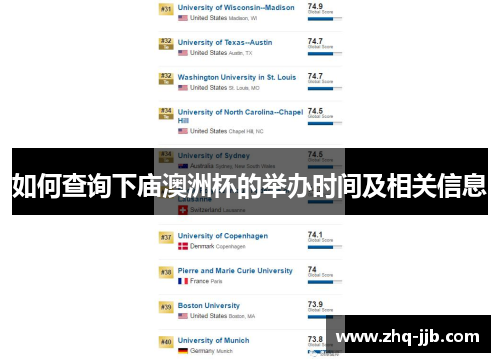 如何查询下庙澳洲杯的举办时间及相关信息